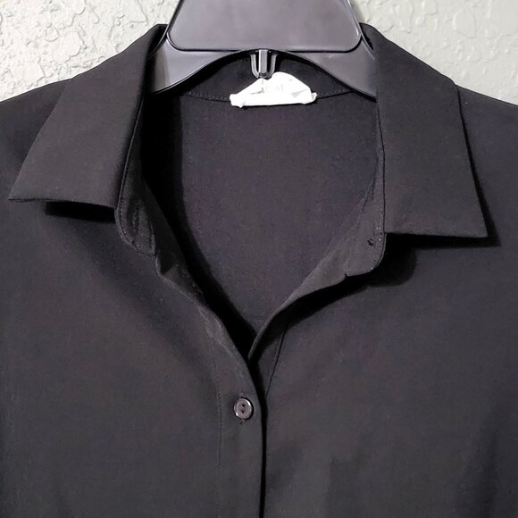 Andree by Unit Womens Long Sleeve Button Up Shirt Sz S Black Oversized Lagenlook - Picture 3 of 10